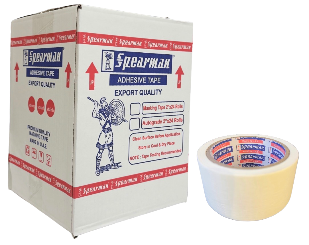 Spearman Masking Tape – 2 Inch Dubai UAE Spearman export quality masking tape 2 inch by 25 yard box and roll