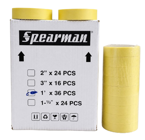 Spearman-Automotive-Masking-Tape-1-Inch-x-20-Yards.png Spearman Automotive Masking Tape 1 Inch x 20 Yards – Body Shop Painters Tape - Image 1
